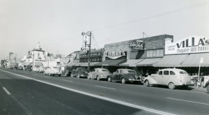 Albany, California circa 1940s showing Villa's Food Market and Safeway                
